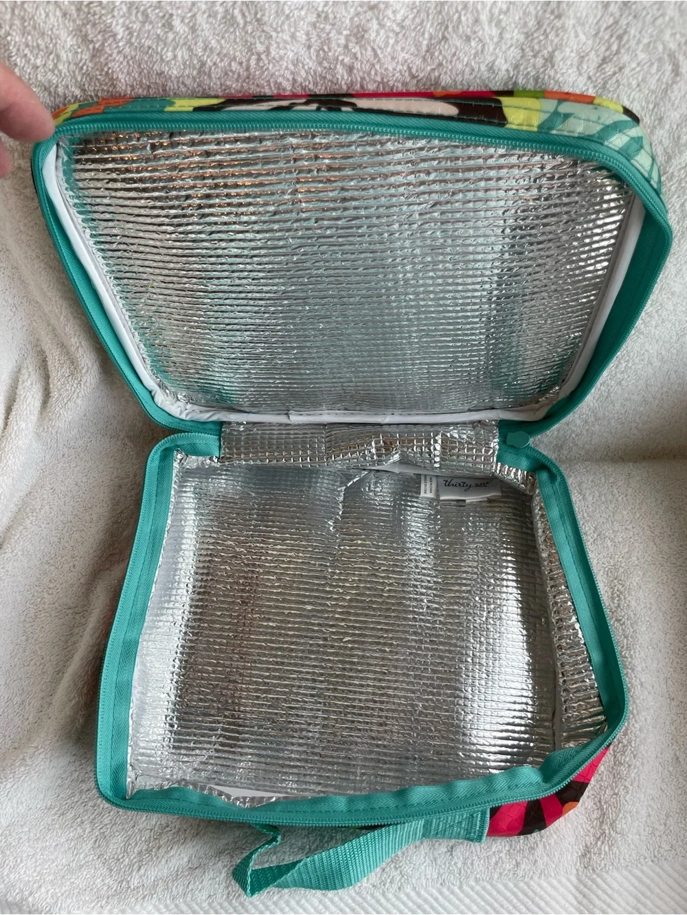 thirty-one Teal Floral Insulated Lunch  Case with Pink & Lime Accents